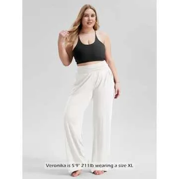 ODODOS Women's Wide Leg Palazzo Lounge Pants with Pockets Light Weight Loose Comfy Casual Pajama Pants-28 inseam, Off White, XX-Large