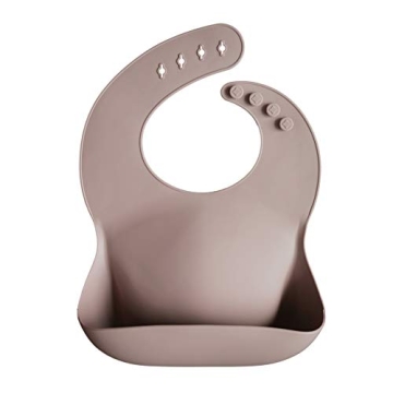 Mushie Silicone Baby Bib | Adjustable Fit Waterproof Bibs - Warm Taupe