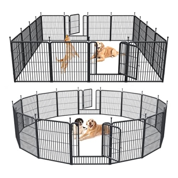 Dog Playpen Indoor Outdoor, 16 Panels Dog Pen 32" Height Dog Fence Exercise with Doors for Large/Med...