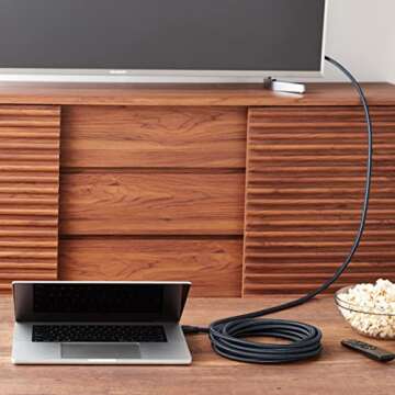 Amazon Basics HDMI Cable 25ft, 4K HDMI 2.0 Cord (18Gbps), Nylon-Braided, 4K@60Hz, 2160p, 48 bit, Compatible with TV/PS5/Xbox/Roku, Black & Blue