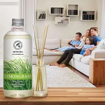 Natural Lemongrass Reed Diffuser Refill - Long-Lasting Aroma