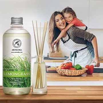 Natural Lemongrass Reed Diffuser Refill - Long-Lasting Aroma