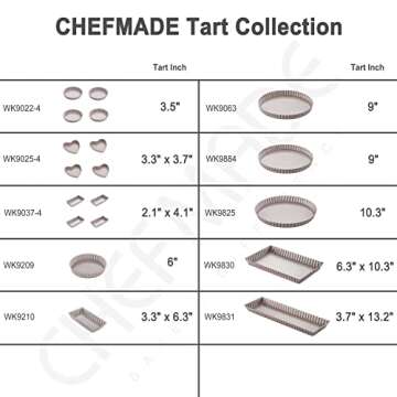 CHEFMADE 9.5-Inch Round Tart Pan with Removable Loose Bottom, Non-Stick Carbon Steel Quiche Pan for Oven Baking (Champagne Gold)