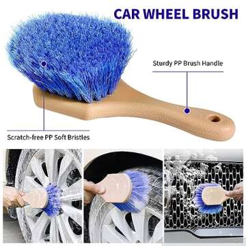 Wontolf 62'' Car Wash Brush with Long Handle Chenille Microfiber Car Wash Mop Mitt Car Cleaning Kit Windshield Window Squeegee Car Duster Microfiber Towels Wheel Tire Brush for Cars RV Truck Boat
