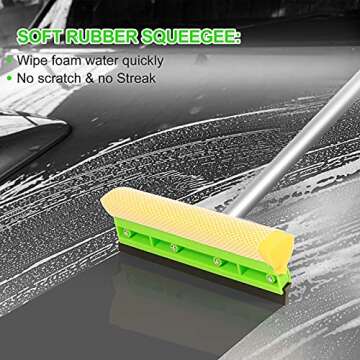 Wontolf 62'' Car Wash Brush with Long Handle Chenille Microfiber Car Wash Mop Mitt Car Cleaning Kit Windshield Window Squeegee Car Duster Microfiber Towels Wheel Tire Brush for Cars RV Truck Boat
