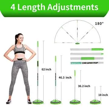 Wontolf 62'' Car Wash Brush with Long Handle Chenille Microfiber Car Wash Mop Mitt Car Cleaning Kit Windshield Window Squeegee Car Duster Microfiber Towels Wheel Tire Brush for Cars RV Truck Boat