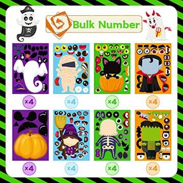Fun Halloween Make a Face Stickers for Kids - 32PCS