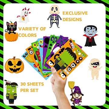Fun Halloween Make a Face Stickers for Kids - 32PCS
