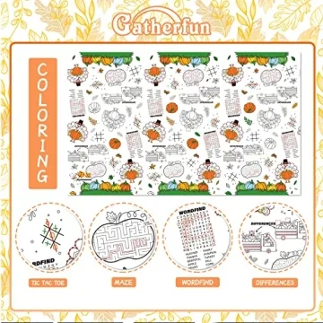 Gatherfun Thanksgiving Color-in Tablecloth for Fun Activities