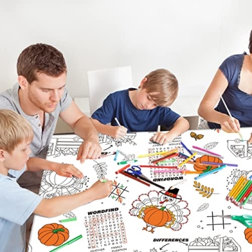Gatherfun Thanksgiving Color-in Tablecloth for Fun Activities