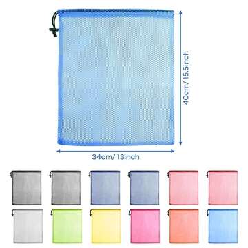 PLULON 12 Pcs Mesh Bag with Drawstring Mesh Storage Bag Mesh Drawstring Bags Laundry Bag Mesh Ball B...