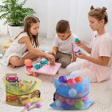 PLULON 12 Pcs Mesh Bag with Drawstring Mesh Storage Bag Mesh Drawstring Bags Laundry Bag Mesh Ball Bag Gym Bags Nylon Bags for Storage, Travel and Sports