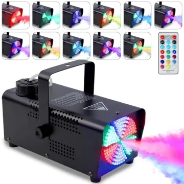 ATDAWN Portable Fog Machine with RGB LED Lights & Remote for Parties