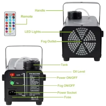 ATDAWN Fog Machine with 126 Multi-Color LED Lights