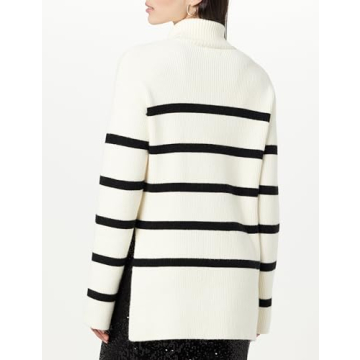 The Drop Women's Camilla Drop Shoulder Turtleneck Whisper White/Black, S