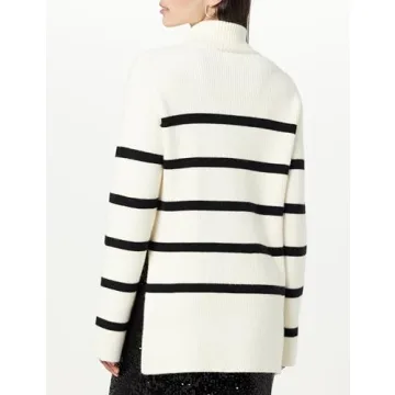 The Drop Women's Camilla Drop Shoulder Turtleneck Whisper White/Black, S