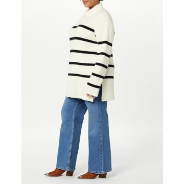 The Drop Women's Camilla Drop Shoulder Turtleneck Whisper White/Black, S