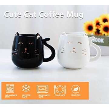 Skafil Ceramic Cat Coffee Mug Cute Novelty Mug Cup Tea Cup 17 oz Great Gift for Birthday, Christmas,...