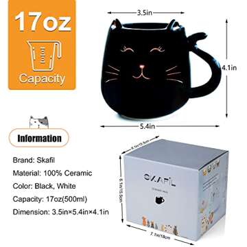 Skafil Cute Cat Ceramic Coffee Mug, Perfect Gift Idea
