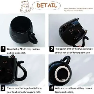 Skafil Cute Cat Ceramic Coffee Mug, Perfect Gift Idea