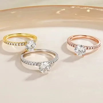 EAMTI Silver 1.25 CT Cubic Zirconia Engagement Ring