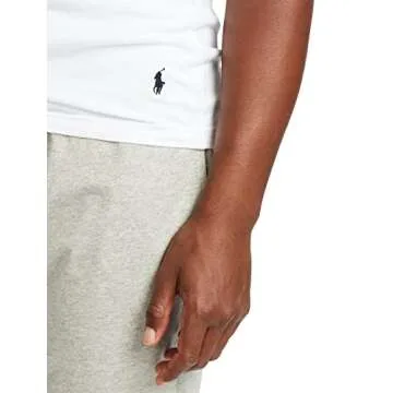 POLO RALPH LAUREN Slim Fit Undershirt w/Wicking 3-Pack V-Necks White/Cruise Navy Pony Print LG