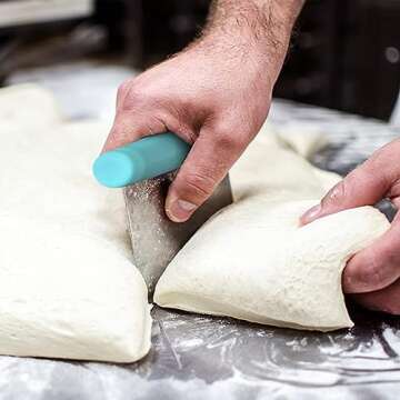 4TH Bench Scraper - Professional Stainless Steel Dough&Pastry Cutter, Multi-Purpose Kitchen Essential Gadget, Food-Safe Chopping Board Aid, Perfect Home Baking Culinary Tool - Turquoise