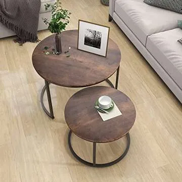 Sturdy Industrial Coffee Table Set of 2 for Living Rooms