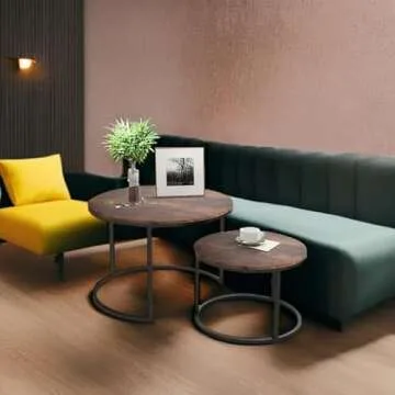 Sturdy Industrial Coffee Table Set of 2 for Living Rooms