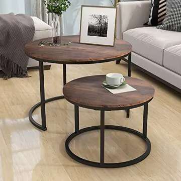 Sturdy Industrial Coffee Table Set of 2 for Living Rooms