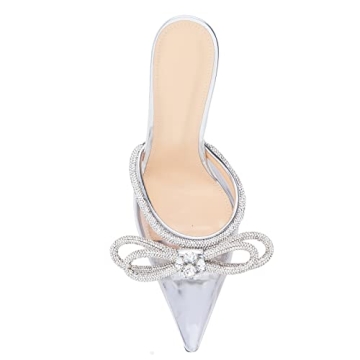 MIRAAZZURRA Silver Stiletto Mules for Women