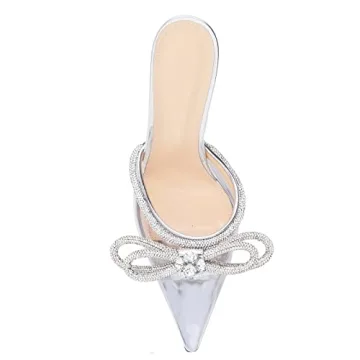 MIRAAZZURRA Silver Stiletto Mules for Women