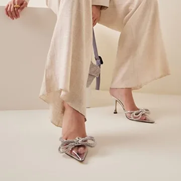 MIRAAZZURRA Silver Stiletto Mules for Women