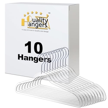 Quality Hangers Clear Plastic Hangers for Clothes | 10 Pack - 16.5 Inch | Heavy Duty Hangers Space S...