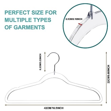 Quality Hangers Clear Plastic Hangers for Clothes | 10 Pack - 16.5 Inch | Heavy Duty Hangers Space Saving Crystal Clear Acrylic Hangers | 360 Degree Swivel Hook and Notches (Clear, 10)