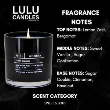 Lulu Candles | Lemon Biscotti | Highly Scented Candles for Home | Soy Blend Jar Candle with 100% Cotton Wick | Slow Burning (9 Oz.)
