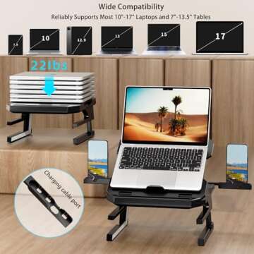 OImaster Laptop Stand for Desk, Portable 3-Height Adjustable Laptop Riser, 10-17 Inches