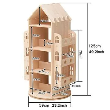Bear Qiaqia Rotating Bookshelf, Kids Bookshelf, 360 Display Floor Standing Bookcase Storage Rack Children's Bookshelf, Wood Storage Organizer for Kids