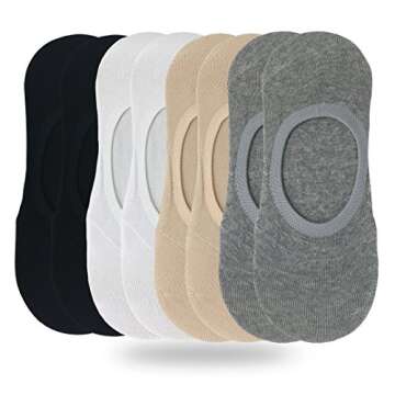 Eedor Women's 3 to 8 Pack Thin No Show Socks Non Slip Flat Boat Line