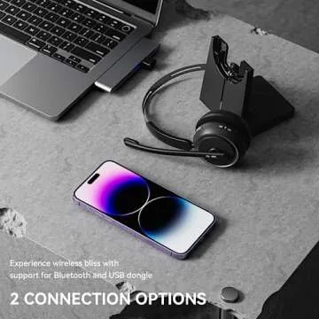 LEVN Wireless Headset 5.2 for Call Center, Wireless Headset with Mic for Work(Noise Cancelling), 65 Hours Woktime & Mute Button,Wireless Headset for Work from Home/Office/PC/Computer/Laptop(Black)