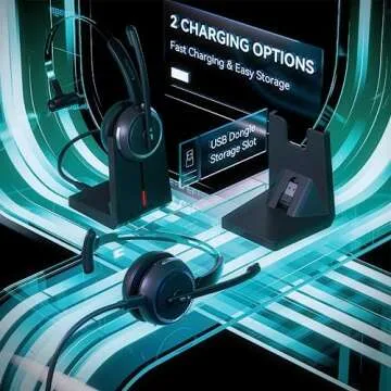 LEVN Wireless Headset 5.2 for Call Center, Wireless Headset with Mic for Work(Noise Cancelling), 65 Hours Woktime & Mute Button,Wireless Headset for Work from Home/Office/PC/Computer/Laptop(Black)