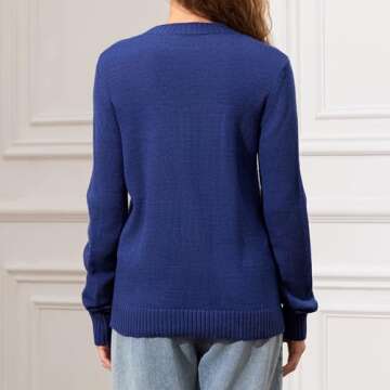 Women Y2K American Flag Sweaters Long Sleeve Round Neck Flag Print Knit Pullover Sweater Vintage Loose Jumper Tops