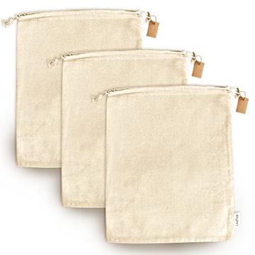 LEAFICO Reusable Produce Storage Bags - Eco-Friendly Extra XX-Large Cotton Bags for Storage with Dra...