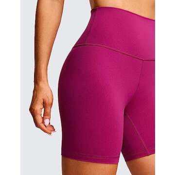 CRZ YOGA Womens ButterLuxe Biker Shorts 6 Inches - High Waisted Workout Running Volleyball Spandex Yoga Magenta Purple Medium