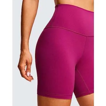 CRZ YOGA Womens ButterLuxe Biker Shorts 6 Inches - High Waisted Workout Running Volleyball Spandex Yoga Magenta Purple Medium