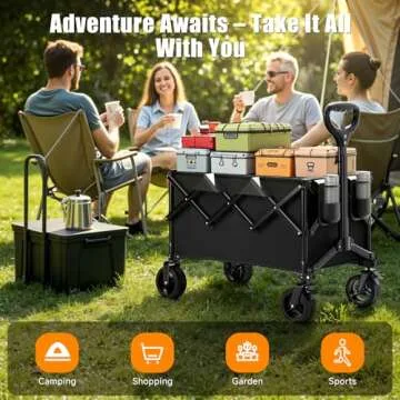 Heavy-Duty 480LBS Collapsible Wagon Cart with Cup Holders
