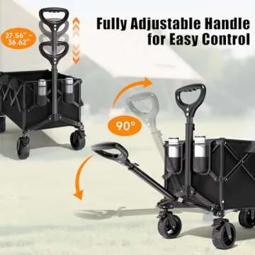 Heavy-Duty 480LBS Collapsible Wagon Cart with Cup Holders