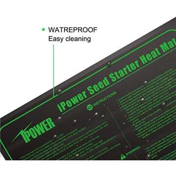 iPower 10" x 20" Waterproof Durable Seedling Heat Mat Warm Hydroponic Plant for Indoor Gardening Ger...