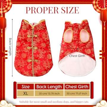 LEIFIDE New Year Cat Dog Knot Buttons Costume Cheongsam Winter Pet Clothes Vest of The Tang Dynasty ...