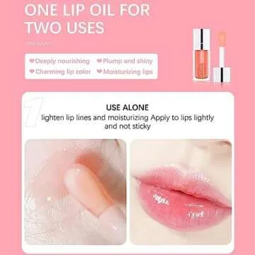 3 Pcs Plumping Lip Oil, Hydrating Lip Glow Oil, Plumping Lip Gloss, Tinted Lip Oil Balm, Long Lasting Transparent Moisturizing Lip Oil Gloss, Natural Lip Plumper Gloss Make Lips Fuller (01+07+12)